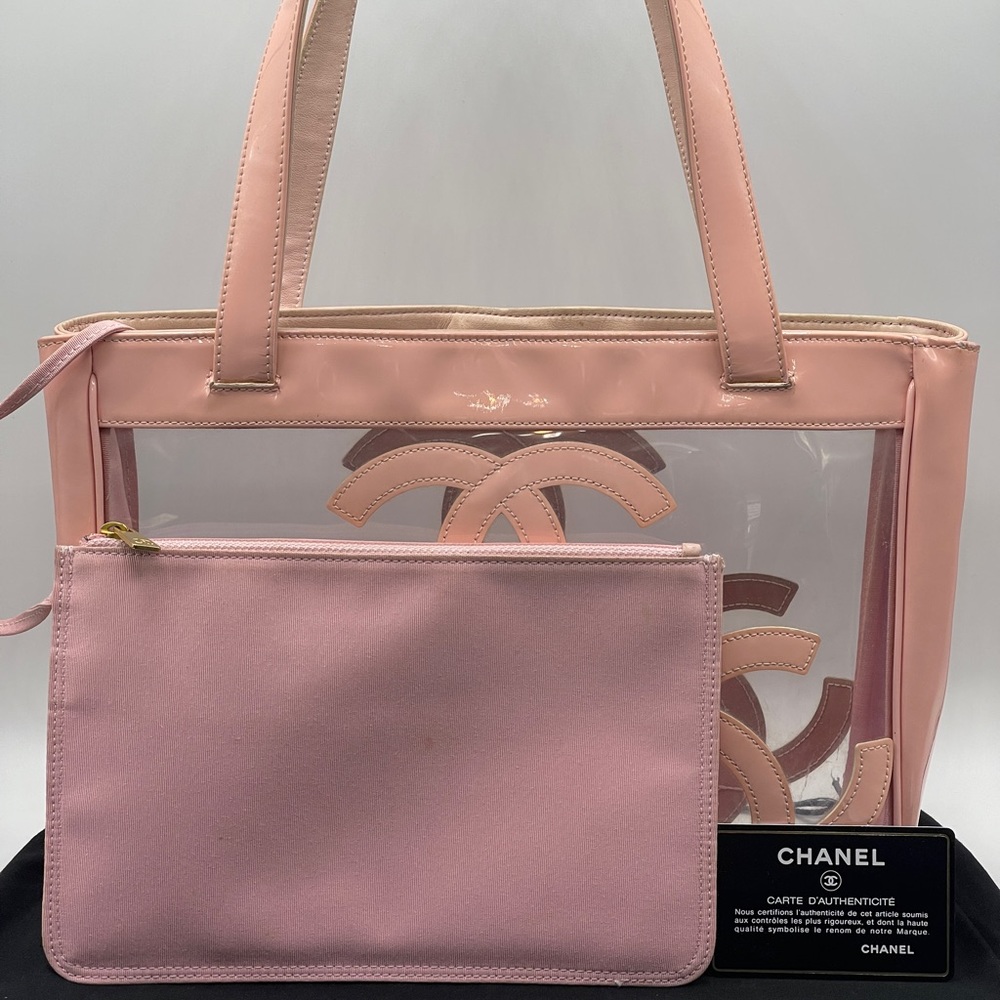Chanel Vinyl Triple CC Clear Plastic PVC Transparent See-through Coco Tote Bag - Picture 8 of 16